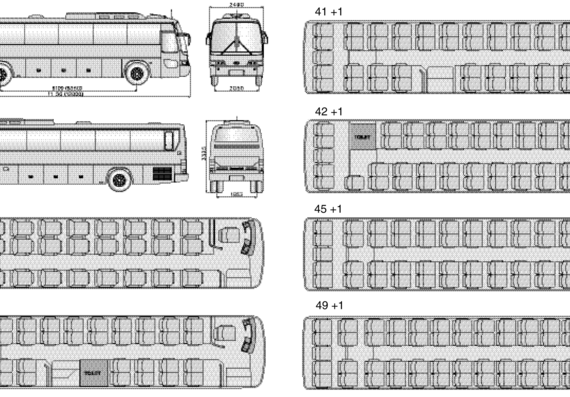 Bus Daewoo BH117 BH119 - drawings, dimensions, pictures of the car