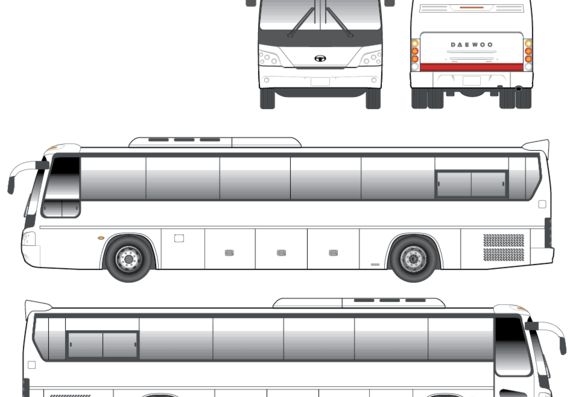 Автобус Daewoo BH119 - чертежи, габариты, рисунки автомобиля