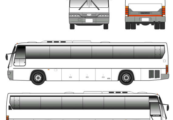 Автобус Daewoo BH120F - чертежи, габариты, рисунки автомобиля
