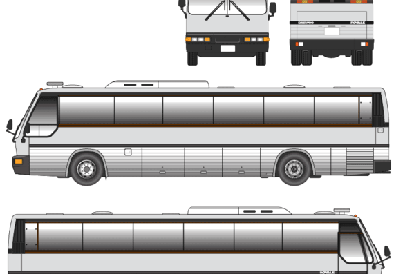 Автобус Daewoo BH120H - чертежи, габариты, рисунки автомобиля