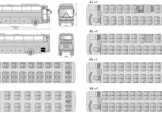 Автобус Daewoo BX212 - чертежи, габариты, рисунки автомобиля