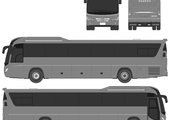 Автобус Daewoo FX120 - чертежи, габариты, рисунки автомобиля