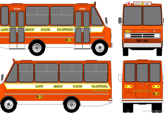 Автобус Dodge D400 Bus (1977) - чертежи, габариты, рисунки автомобиля