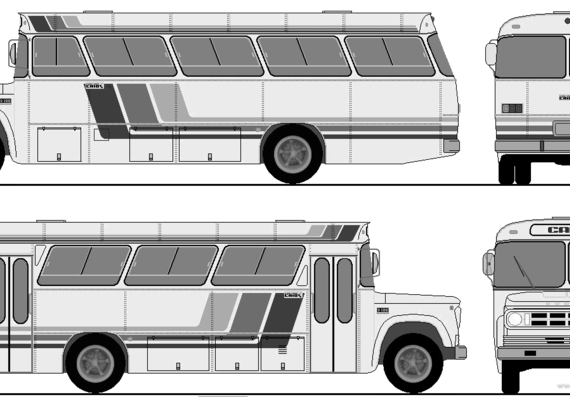 Автобус Dodge D500 Bus (1980) - чертежи, габариты, рисунки автомобиля
