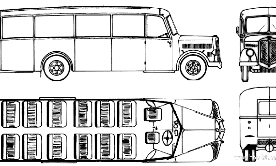 Автобус FBW Uberland-Linienbus LN40 (1949) - чертежи, габариты, рисунки автомобиля