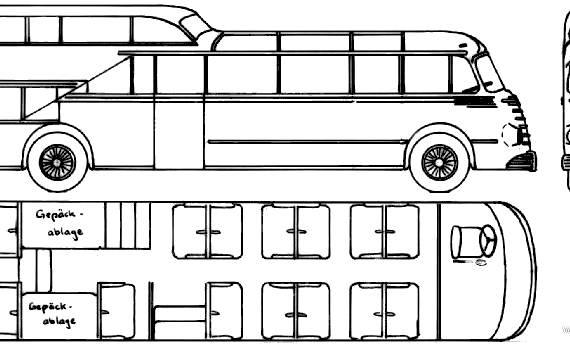Автобус Faun Aero Condor 1.5-Decker (1951) - чертежи, габариты, рисунки автомобиля