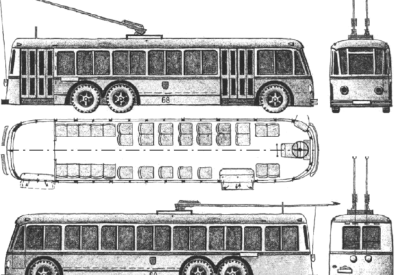 Автобус Fiat Obus (1948) - чертежи, габариты, рисунки автомобиля