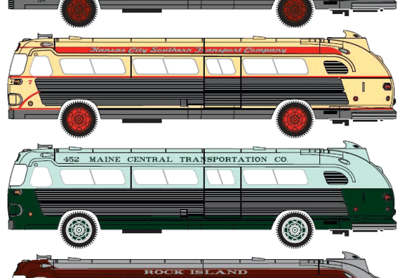 Автобус Flxible Visicoach Bus - чертежи, габариты, рисунки автомобиля