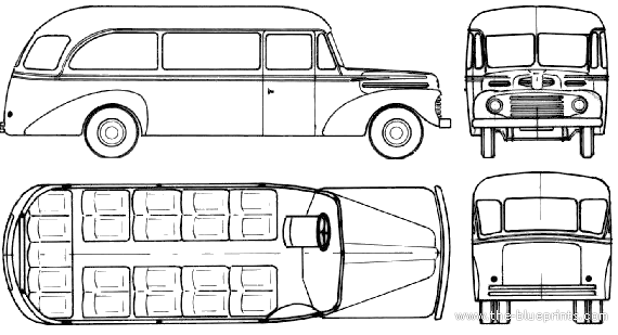Автобус Ford-D Club-Omnibus (1954) - чертежи, габариты, рисунки автомобиля