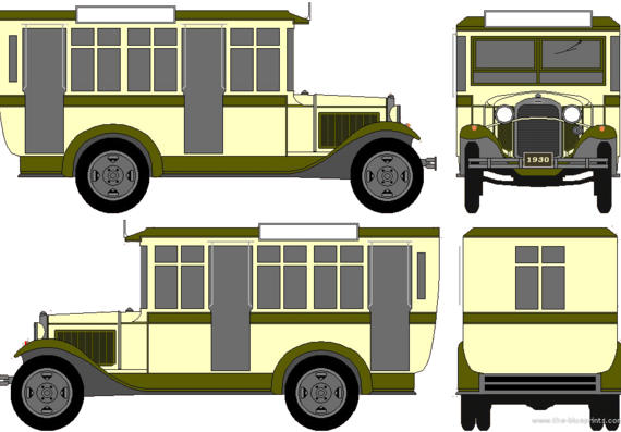 Ford Bus (1930) - drawings, dimensions, pictures of the car