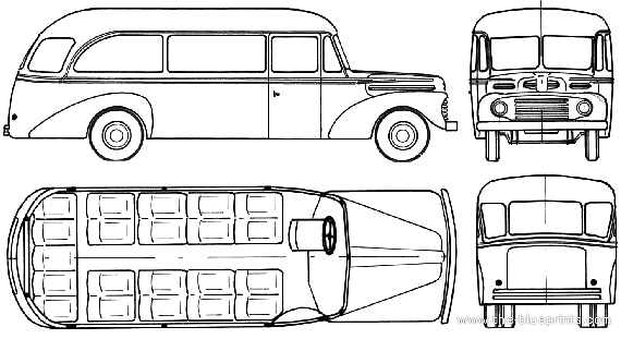 Автобус Ford Bus (1955) - чертежи, габариты, рисунки автомобиля