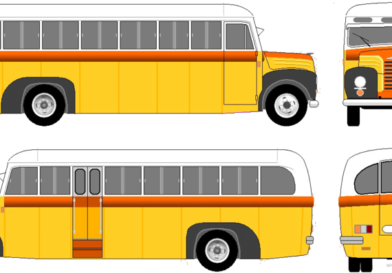 Автобус Ford E Thames Bus (1954) - чертежи, габариты, рисунки автомобиля