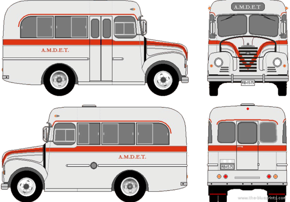 Автобус Ford E Thames Bus (1955) - чертежи, габариты, рисунки автомобиля