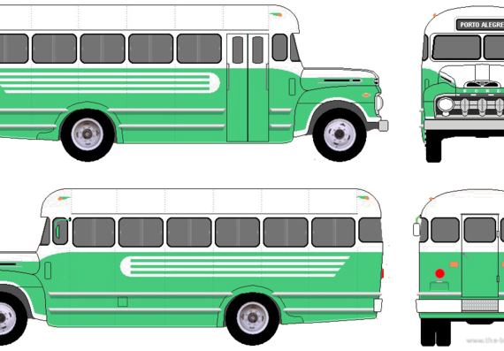 Автобус Ford F-600 Bus (1952) - чертежи, габариты, рисунки автомобиля