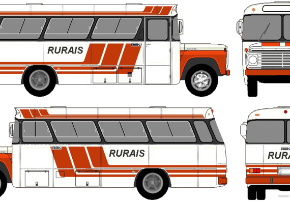 Автобус Ford F-600 Bus (1972) - чертежи, габариты, рисунки автомобиля