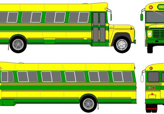 Автобус Ford F-600 Bus (1975) - чертежи, габариты, рисунки автомобиля