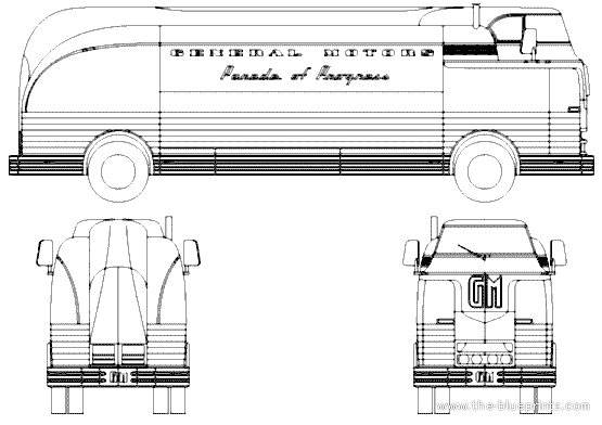 Автобус GM Futurliner 1940-46 - чертежи, габариты, рисунки автомобиля