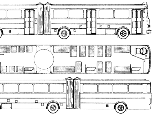 Автобус Henschel Gelenkomnibus Wiesbaden (1961) - чертежи, габариты, рисунки автомобиля