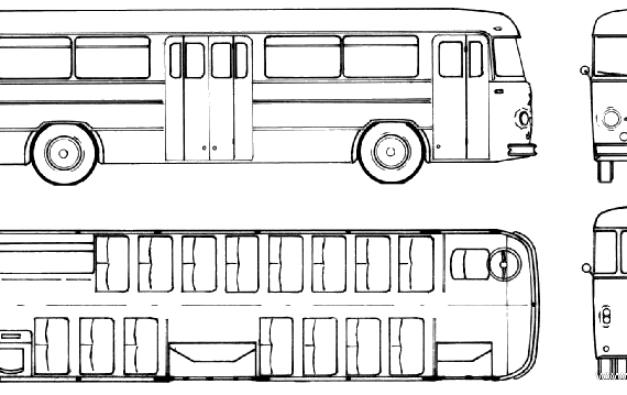 Автобус Henschel Hs 160 USL (1956) - чертежи, габариты, рисунки автомобиля