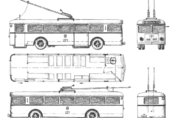 Автобус Henschel Obus Darmstadt (1948) - чертежи, габариты, рисунки автомобиля
