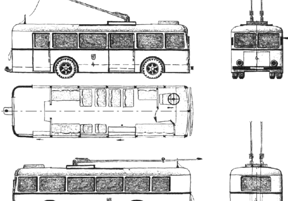 Автобус Henschel Obus Flensburg (1944) - чертежи, габариты, рисунки автомобиля