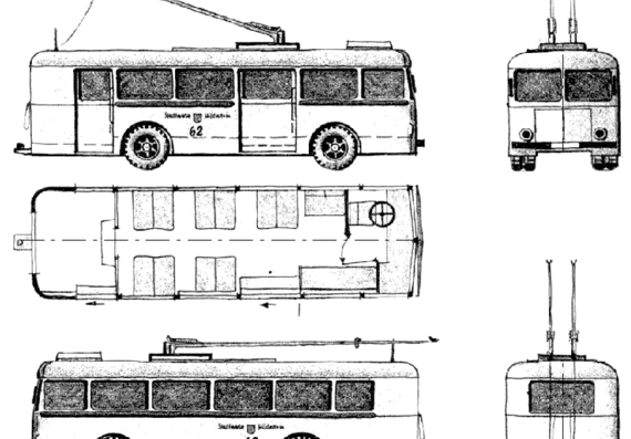 Автобус Henschel Obus Hildesheim (1944) - чертежи, габариты, рисунки автомобиля