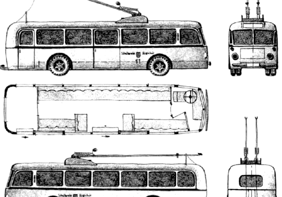 Автобус Henschel Obus Hildesheim (1948) - чертежи, габариты, рисунки автомобиля