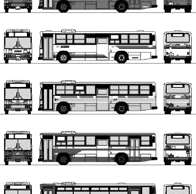 Автобус Hino Blue Ribbon HU Bus - чертежи, габариты, рисунки автомобиля