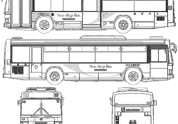 Автобус Hino Blue Ribbon II - чертежи, габариты, рисунки автомобиля