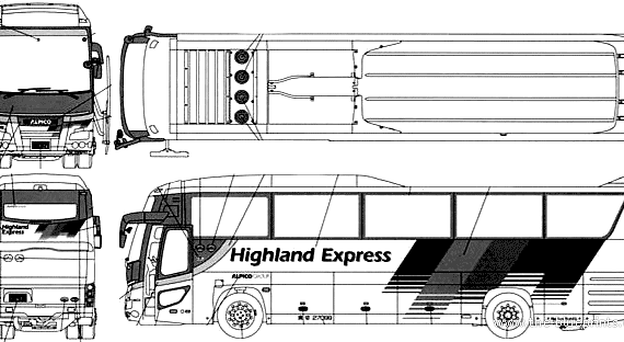 Bus Hino Selega SHD Alpico Highland - drawings, dimensions, pictures of the car