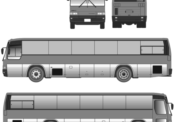 Автобус Hyundai AERO E - чертежи, габариты, рисунки автомобиля