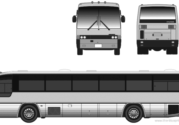 Автобус Hyundai Bus Aero 600 - чертежи, габариты, рисунки автомобиля