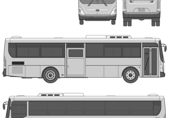 Автобус Hyundai SUPER AEROCITY - чертежи, габариты, рисунки автомобиля