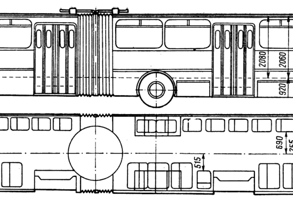 Автобус Ikarus 280 - чертежи, габариты, рисунки автомобиля
