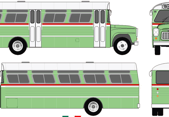 Автобус Incasel Ponei Bus (1961) - чертежи, габариты, рисунки автомобиля
