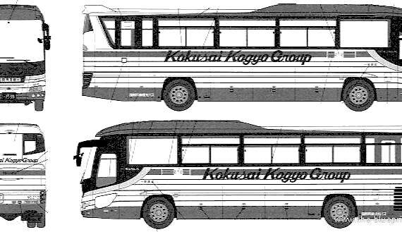 Автобус Isuzu Gala Hi-Decker - чертежи, габариты, рисунки автомобиля