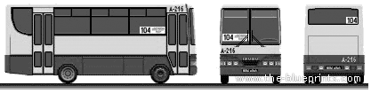 Автобус Isuzu MD17B - чертежи, габариты, рисунки автомобиля