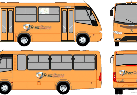 Автобус Isuzu NPR Bus (2009) - чертежи, габариты, рисунки автомобиля