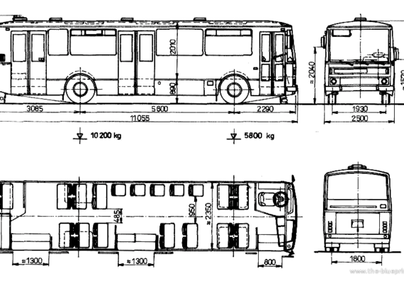 Автобус Karosa B732 - чертежи, габариты, рисунки автомобиля