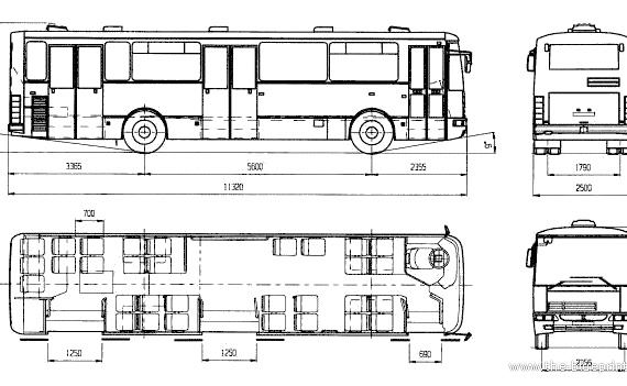 Автобус Karosa B951 - чертежи, габариты, рисунки автомобиля