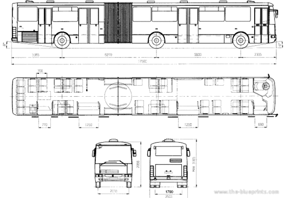 Автобус Karosa B961 - чертежи, габариты, рисунки автомобиля