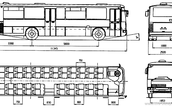 Автобус Karosa C934 - чертежи, габариты, рисунки автомобиля