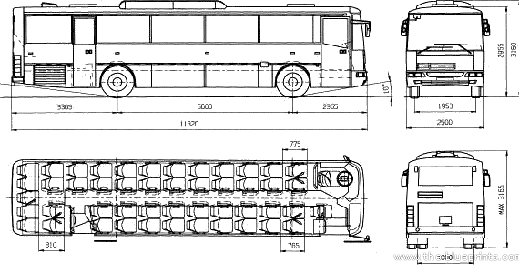 Автобус Karosa LC936E - чертежи, габариты, рисунки автомобиля