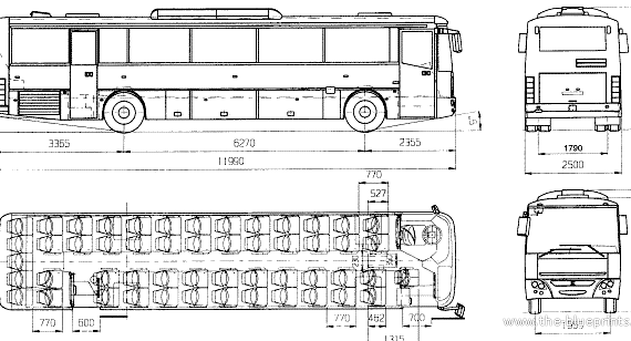 Автобус Karosa LC956 - чертежи, габариты, рисунки автомобиля