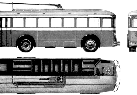 Автобус LK1 Trollybus (1933) - чертежи, габариты, рисунки автомобиля