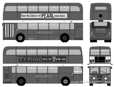 Автобус Leyland Atlanteans (1966) - чертежи, габариты, рисунки автомобиля