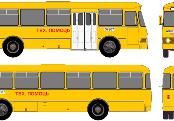 Автобус LiAZ 677 (1974) - чертежи, габариты, рисунки автомобиля