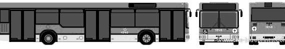 Автобус MAN NL202 (2005) - чертежи, габариты, рисунки автомобиля