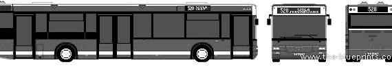 Автобус MAN NL313-15 (2004) - чертежи, габариты, рисунки автомобиля