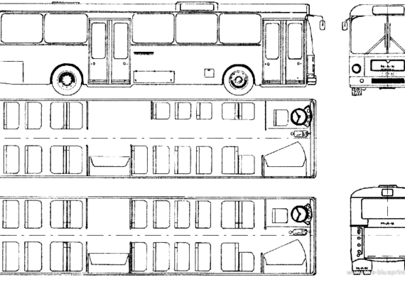 Автобус MAN SL200 (1973) - чертежи, габариты, рисунки автомобиля